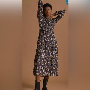 Anthropologie Moon River Floral Smocked Midi Dress